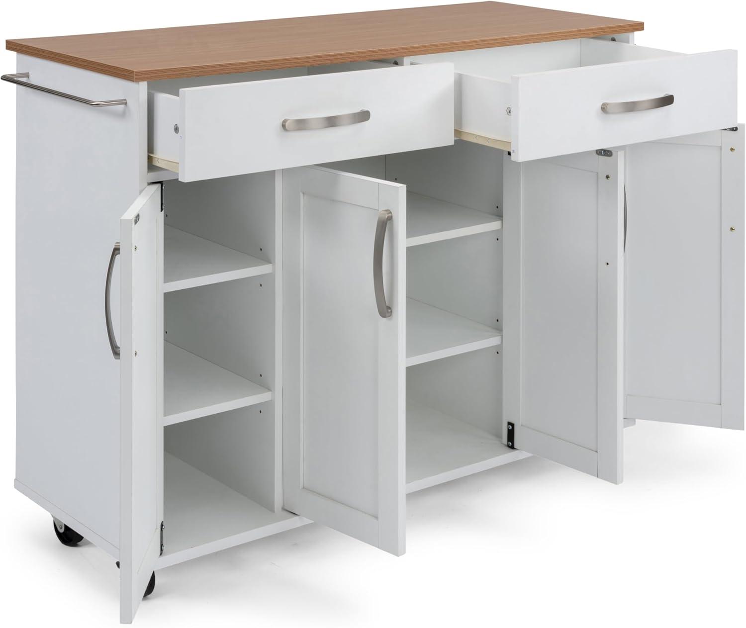 Homestyles 51"W Storage Plus Off White Wood Kitchen Cart