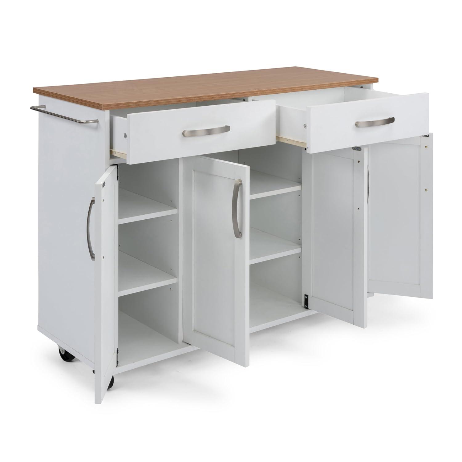 Homestyles 51"W Storage Plus Off White Wood Kitchen Cart