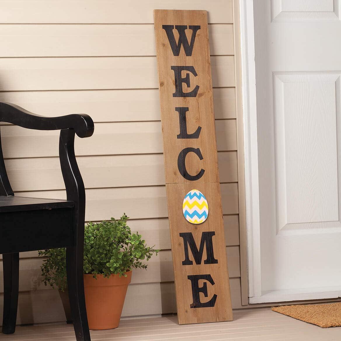 Fox Valley Traders Folding Wooden Welcome Sign, Including 10 Interchangeable Holiday Shapes with Magnets
