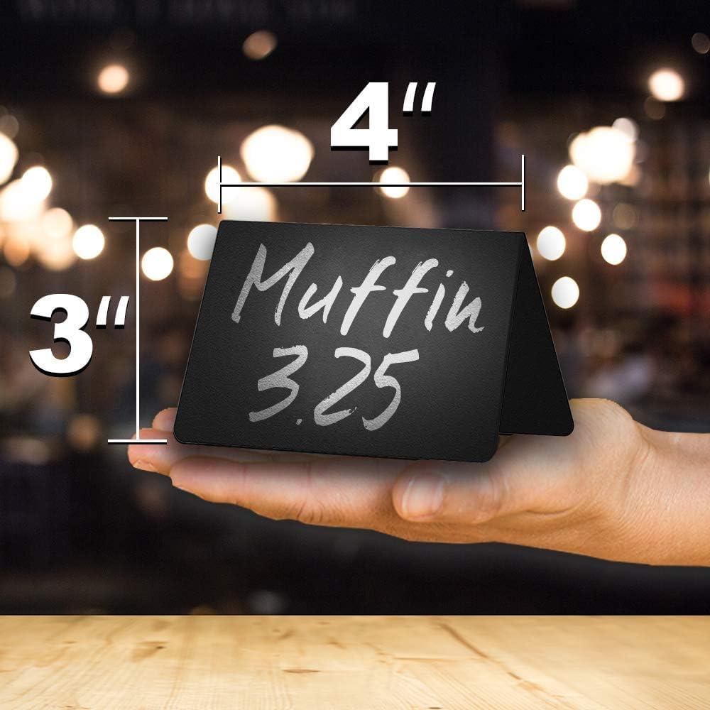 10 Pack Mini Chalkboard Table Tent Signs 4x3 – Reusable Food Labels for Buffet Party & Wedding – Plastic Display Chalk Board Tags for Catering & Event Displays