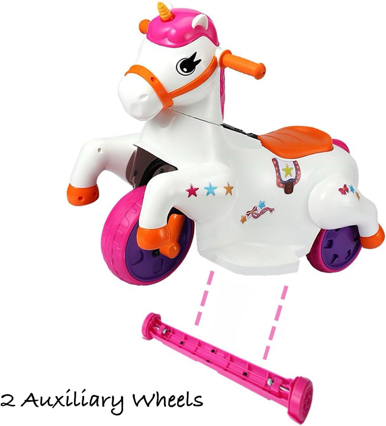 6V Multicolor Electric Unicorn Ride-On Toy with Music