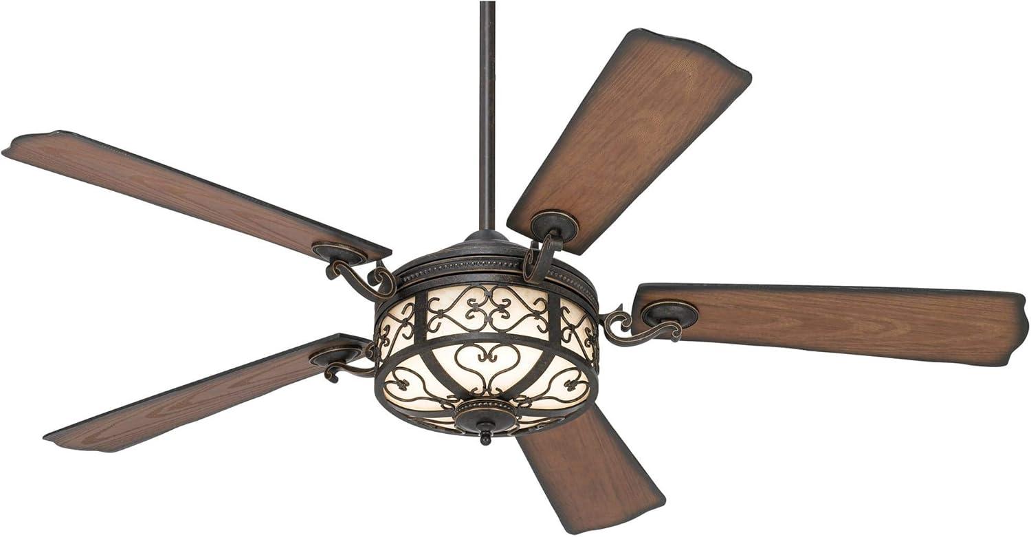 54" Casa Vieja Hermitage Rustic Indoor Outdoor Ceiling Fan with Dimmable LED Light Remote Control Golden Forged Walnut Damp Rated for Patio Exterior