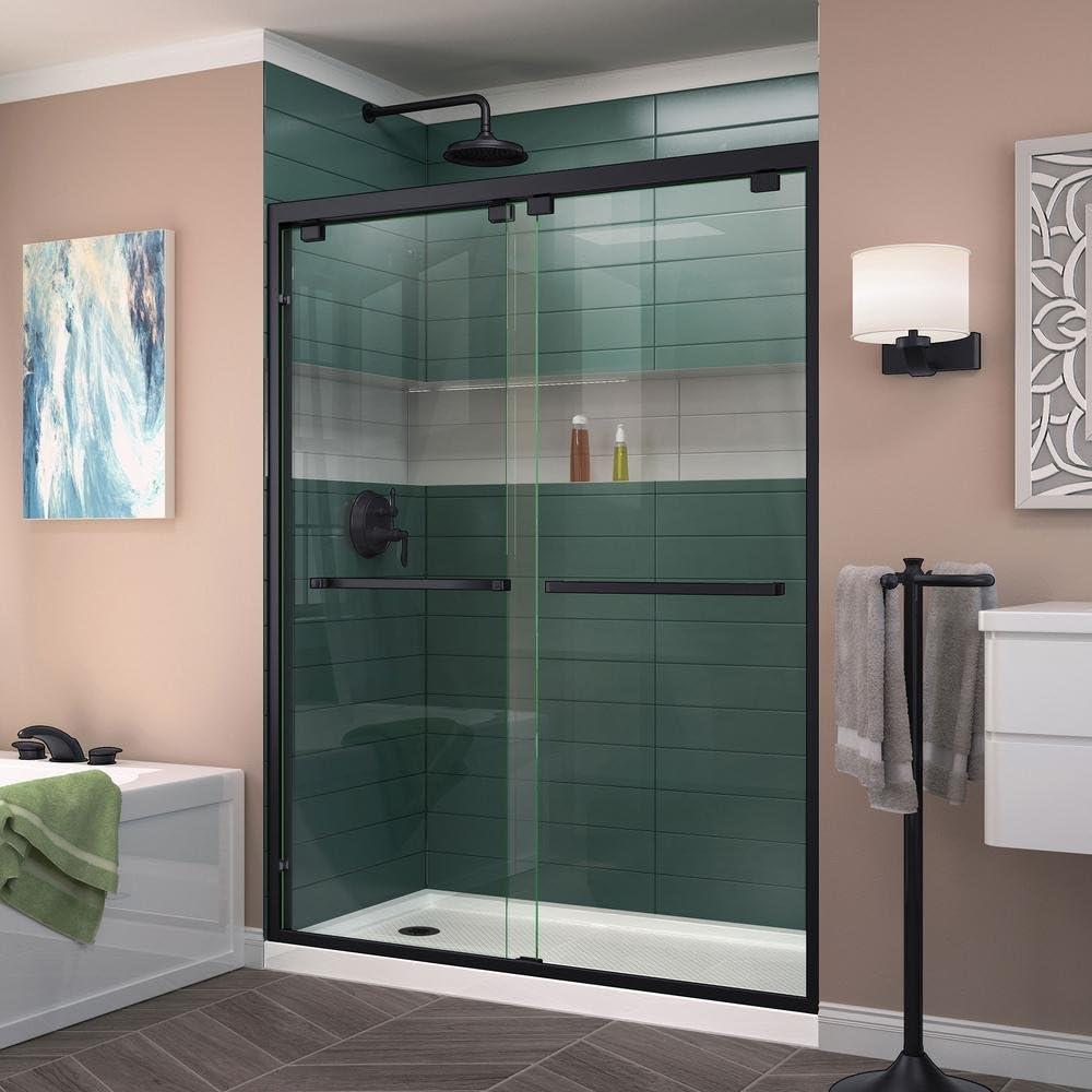 Encore 54" Satin Black Frameless Sliding Shower Door