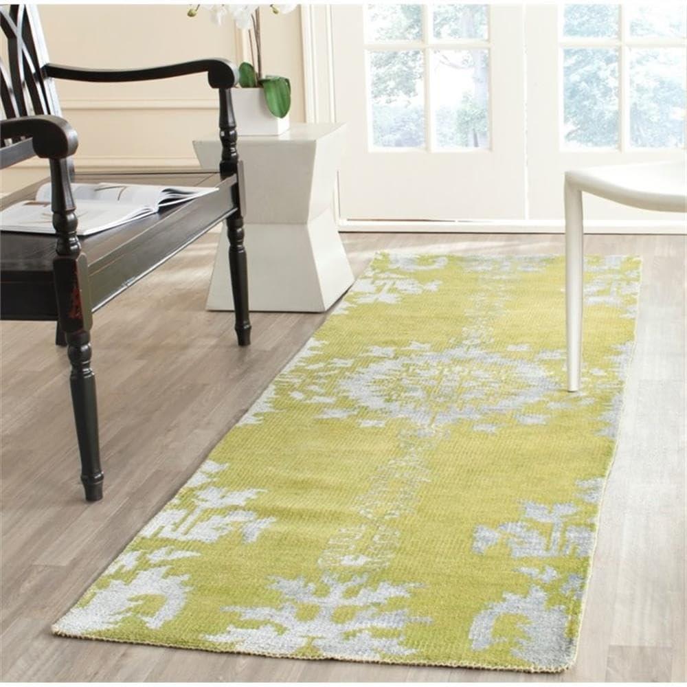 Stone Wash STW235 Hand Knotted Indoor Runner Rug - Chartreuse - 2'6"x12' - Safavieh
