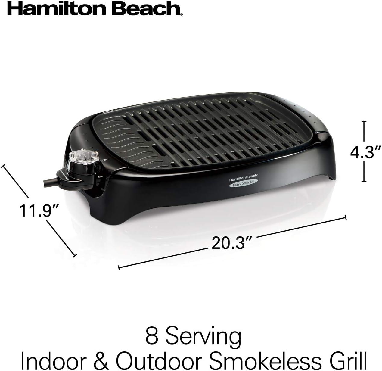 Sleek Black 133 sq.in Electric Grill with Non-Stick Plates and Cool-Touch Handles