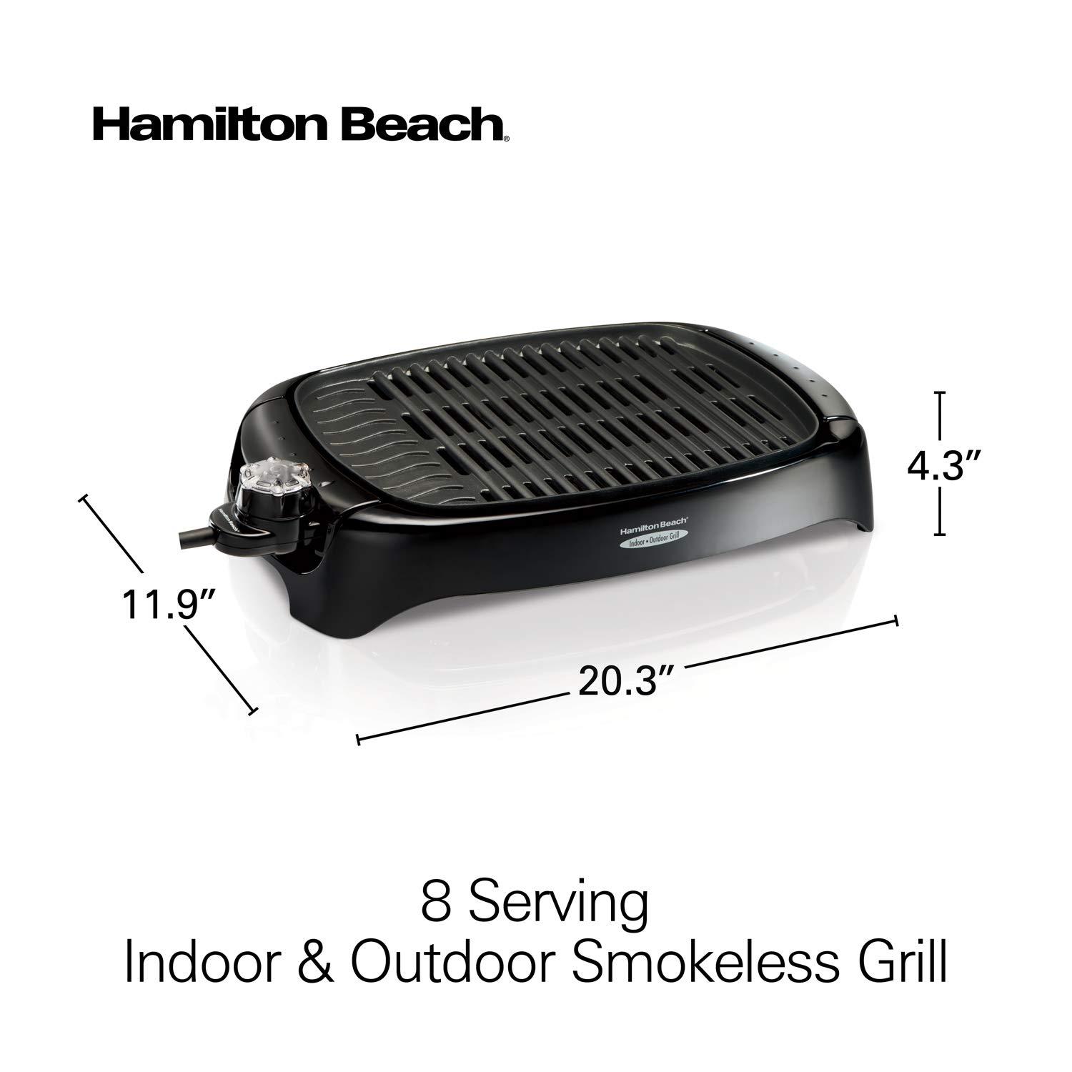 Hamilton Beach Hamilton Beach® 8 Serving Indoor & Outdoor Smokeless Grill Adjustable Temperature Control Black