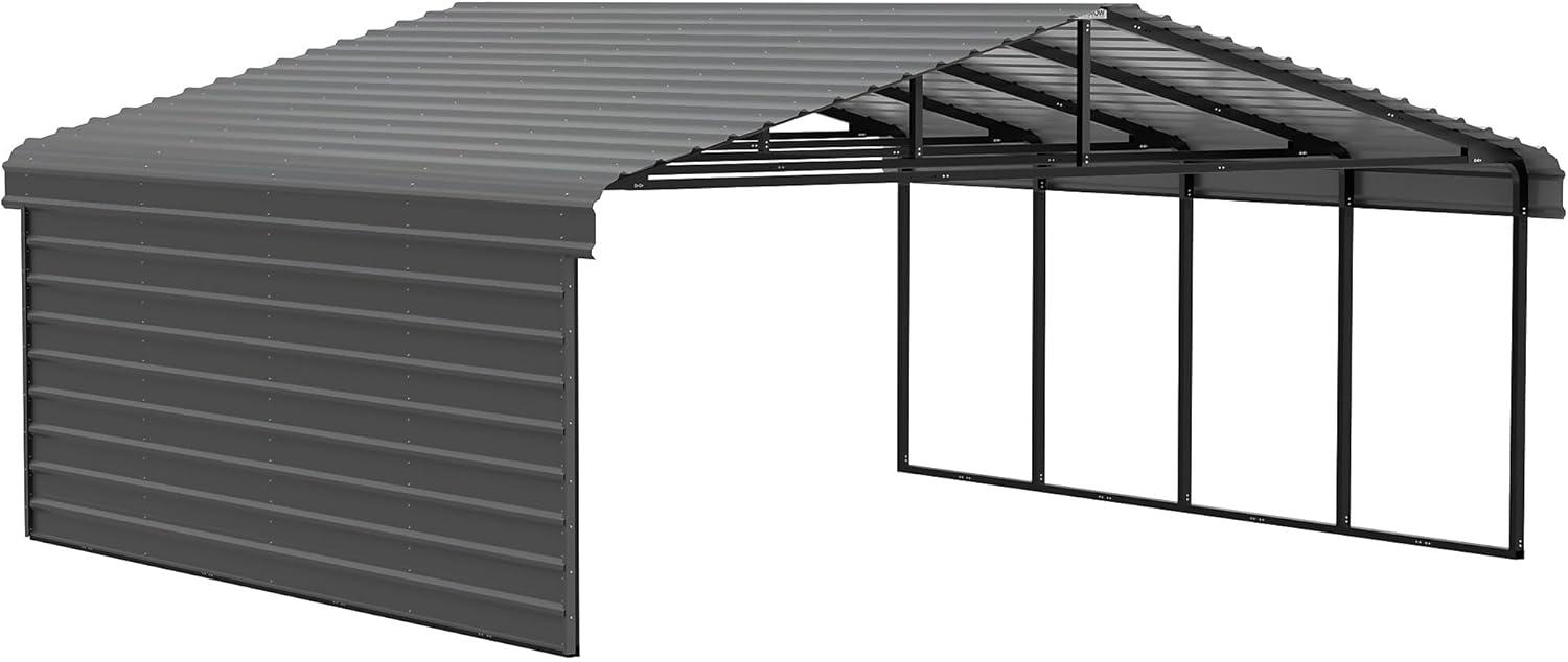 Arrow 20 x 20 ft Carport with 1-sided Enclosure