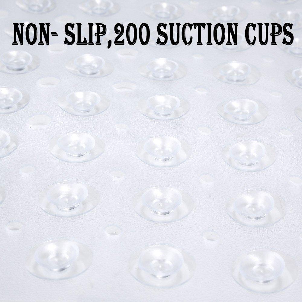 YINENN Bath and Shower Safety Mats 40x16 inch, Non Slip with Suction Cups for Bathroom Stall and Tub Floor, Extra Large and Machine Washable, Drain Holes Keep Bathtub Clean, Clear