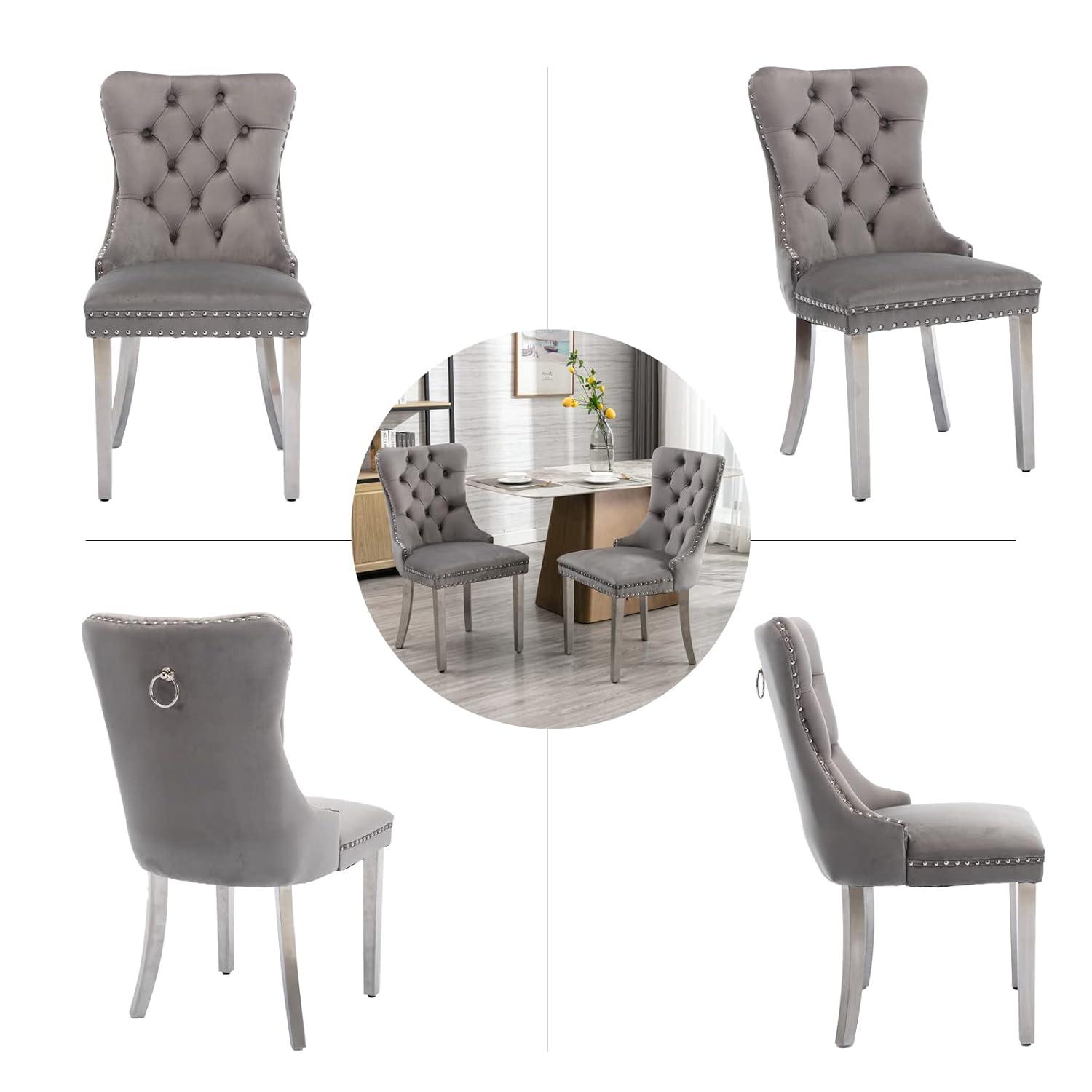 Rosdorf Park High-end Tufted Velvet Upholstered Nailhead Dining Chair
