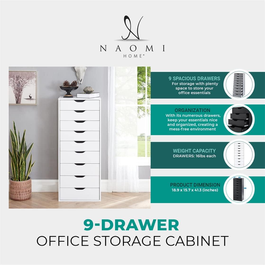 Naomi Home 9-Drawer Office Storage Cabinet - Color: Gray, Size: 9 Drawer