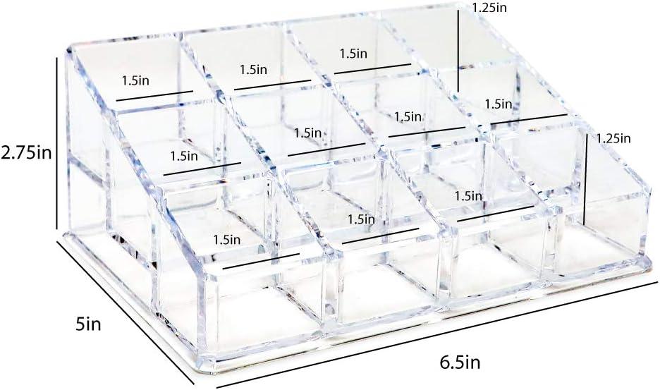 Clear Acrylic 12-Compartment Makeup and Nail Polish Organizer