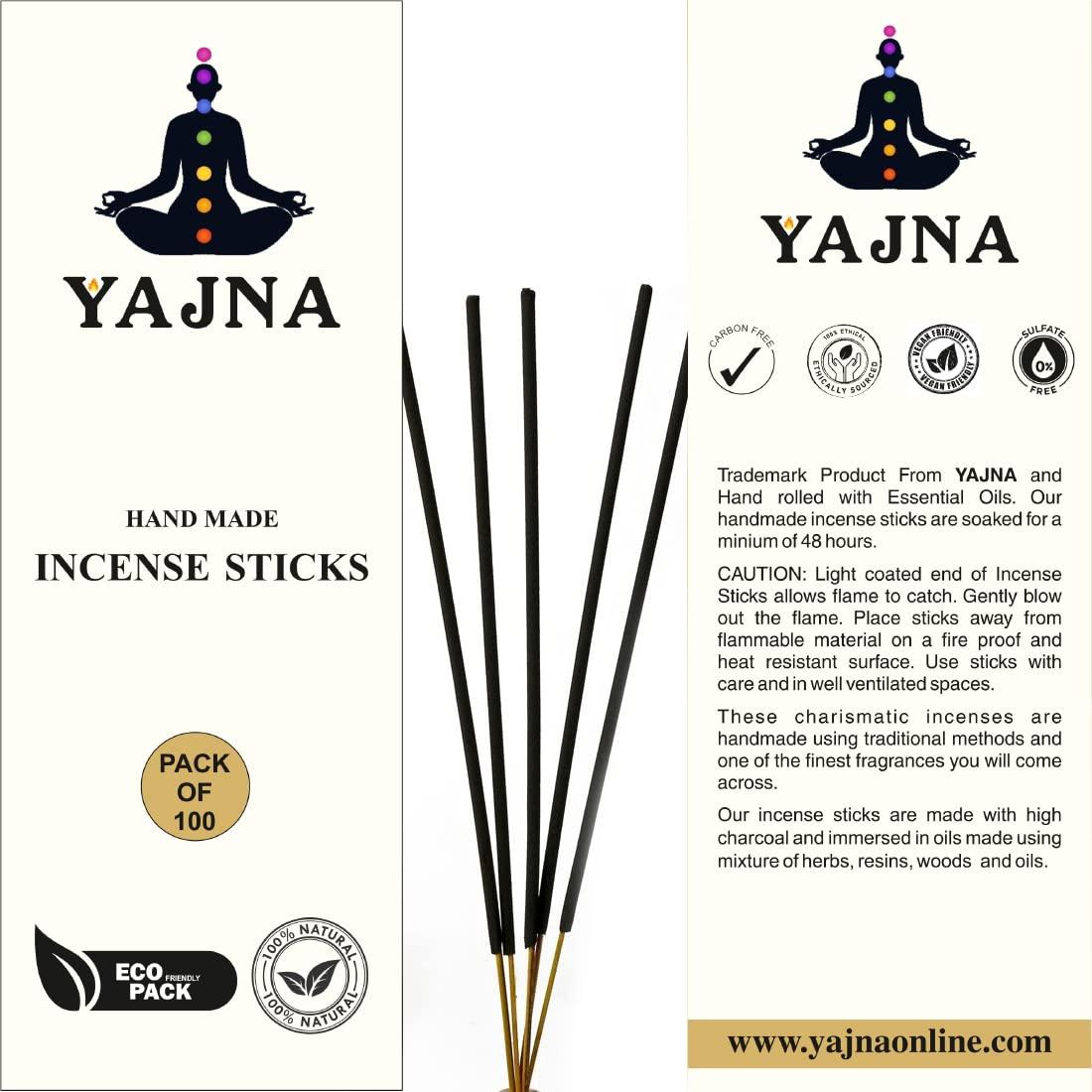 Yajna-Frankincense-and-Myrrh 100%-Natural-Handmade-Hand-Dipped-Incense-Sticks Organic-Chemicals-Free for-Purification-Relaxation-Positivity-Yoga-Meditation The-Best-Woods-Scent (500 Sticks (750GM))