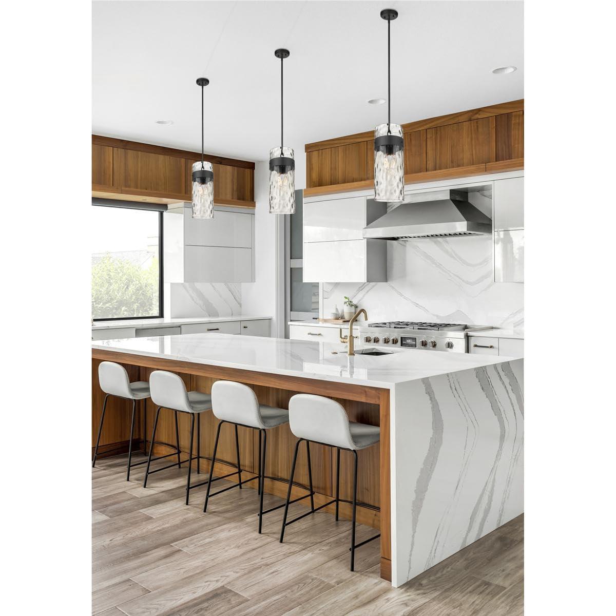 Matte Black and Clear Glass 3-Light Pendant