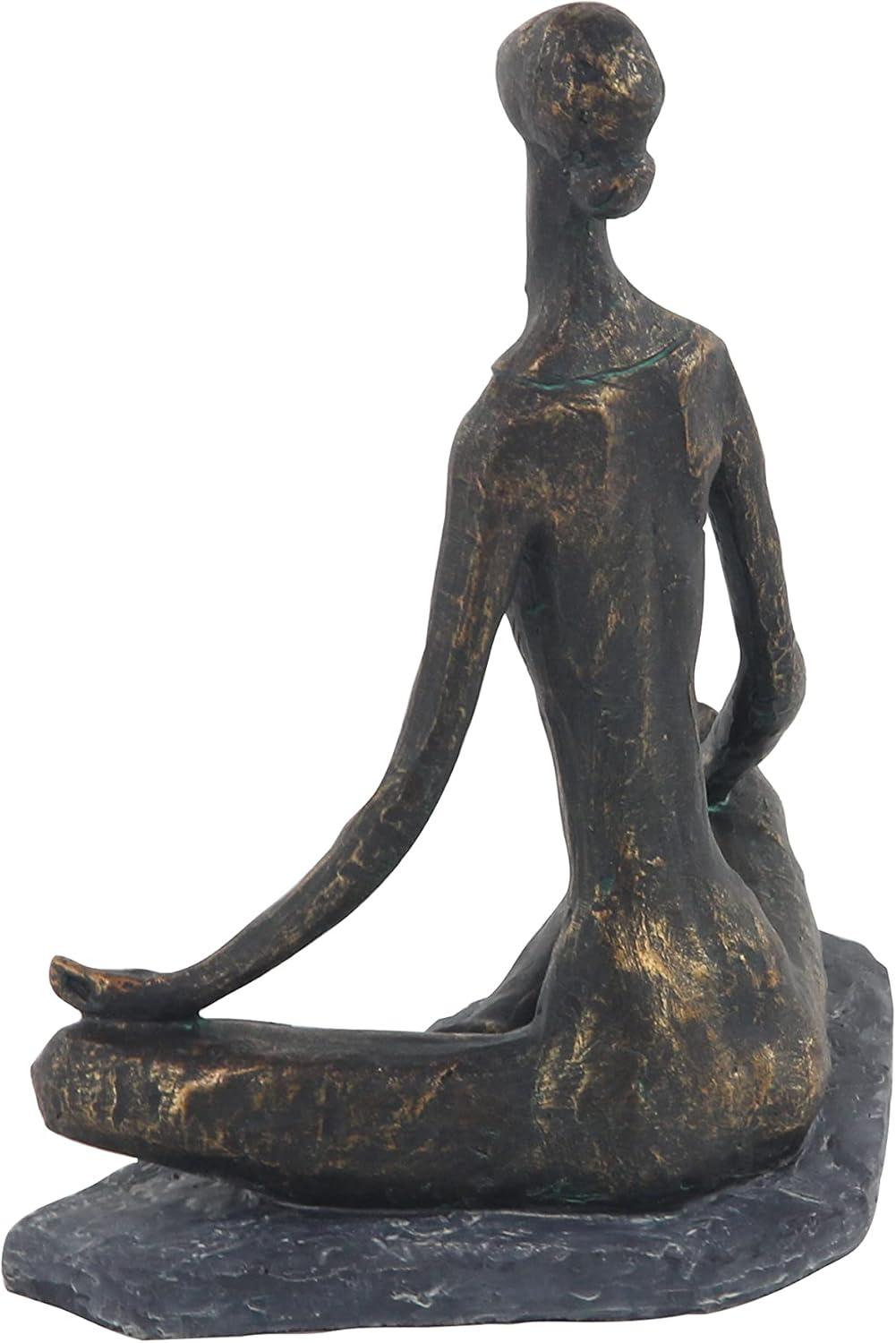 9" x 11" Black Polystone Yoga Sculpture, by DecMode