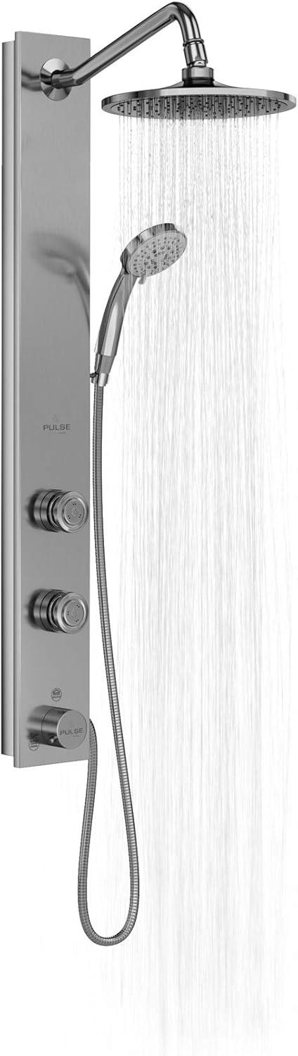 Aloha Brushed Stainless Steel Shower System with Chrome Fixtures