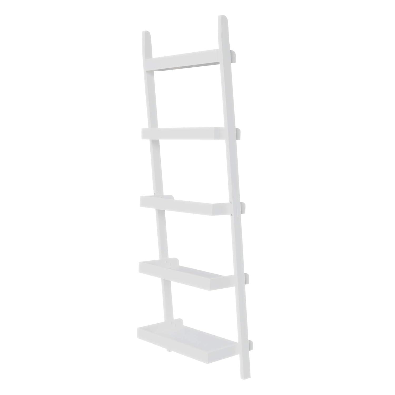75.5" 5 Tier Solid Wood Leaning Bookshelf White - International Concepts