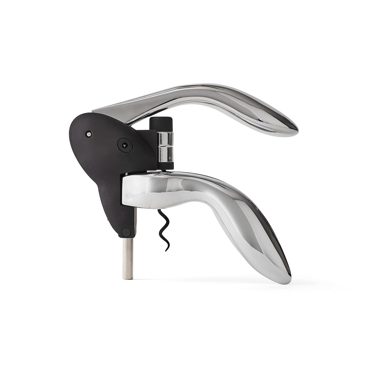 Houdini Houdini Corkscrew Wine Opener, Includes Foil Cutter and Extra Spiral, Black