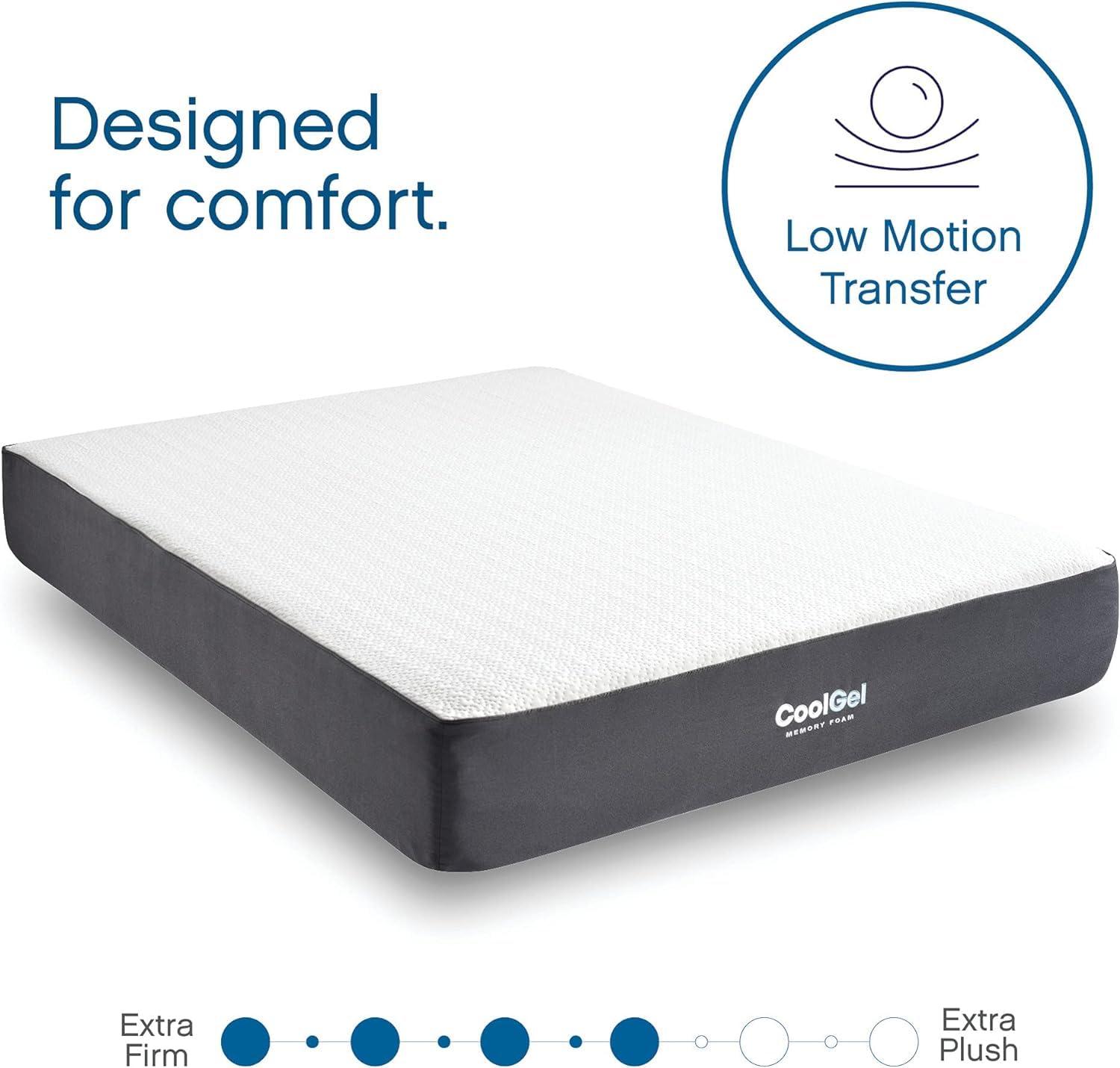Cool Gel 10" Queen Medium Tight Top Gel Memory Foam Mattress, Grey