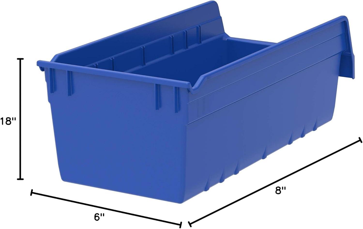 Blue Plastic Nesting Storage Bin Box, 18-Inch