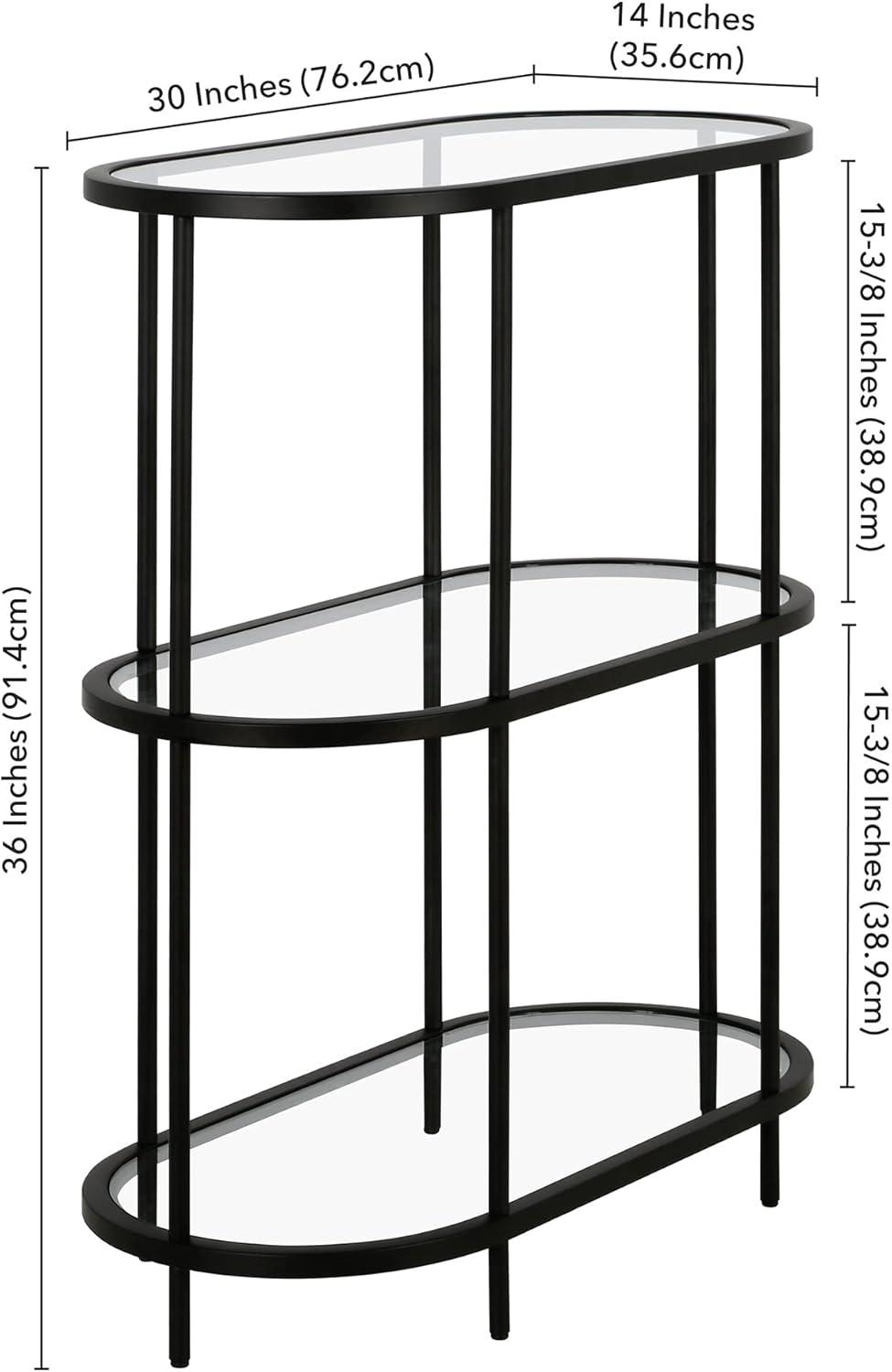 Evelyn&Zoe Leif 30" Wide Oval Bookcase, Blackened Bronze
