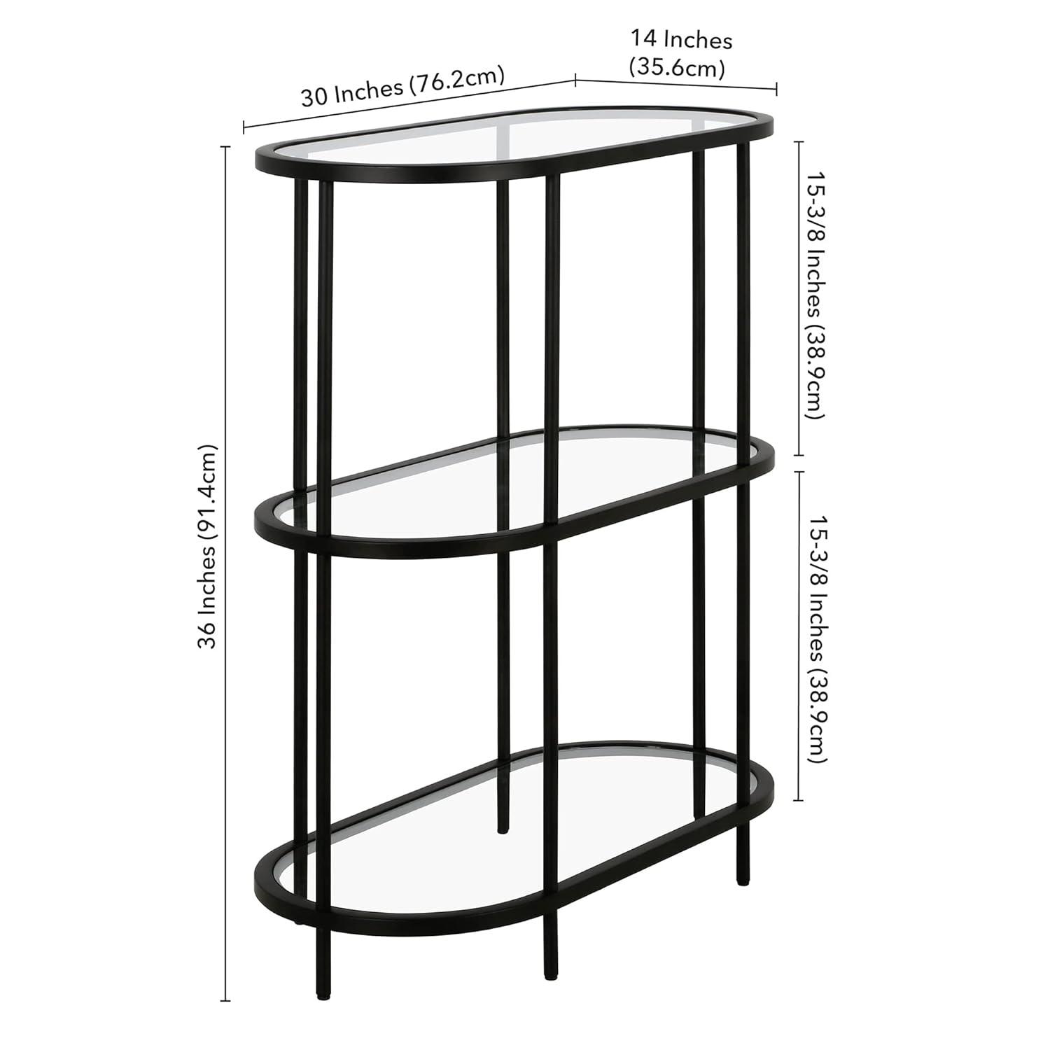 Evelyn&Zoe Leif 30" Wide Oval Bookcase, Blackened Bronze