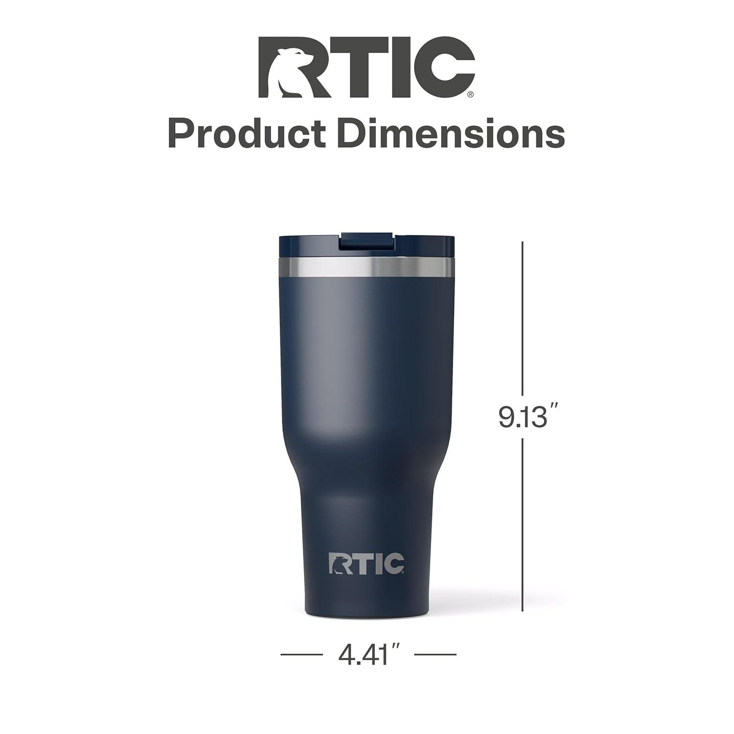 RTIC 40 oz Ceramic Lined Insulated Essential Tumbler, Leak-Resistant Lid, Navy