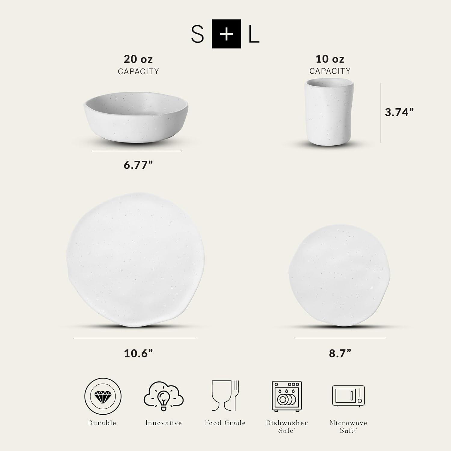 Stone by Mercer Project Hekonda Stoneware 16-Piece Dinnerware Set, White Speckled