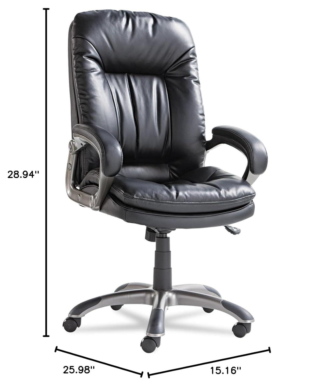 OIF Executive Swivel/Tilt Bonded Leather High-Back Chair, Supports Up to 250 lb, 18.50" to 21.65" Seat Height, Black