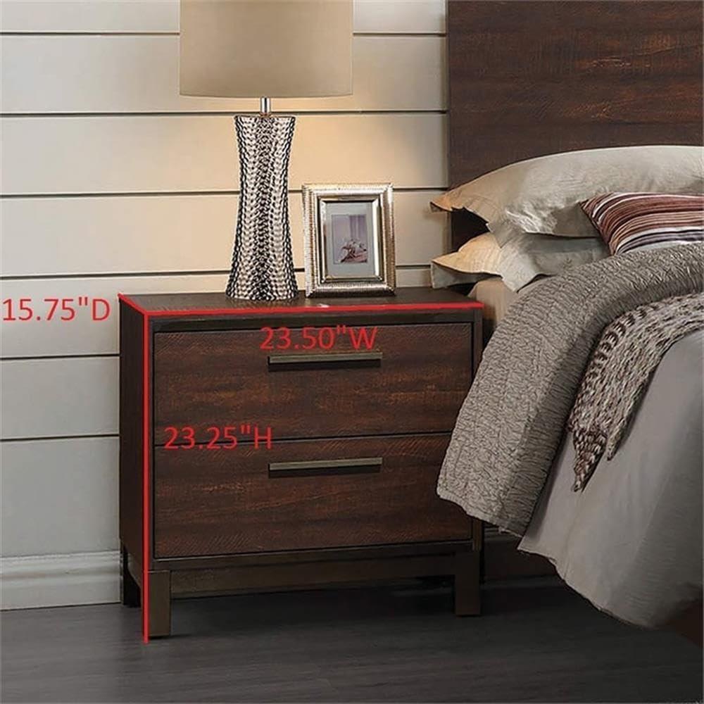 Coaster 204352-CO Edmonton 2 Drawer Nightstand, Rustic Tobacco/Dark Bronze