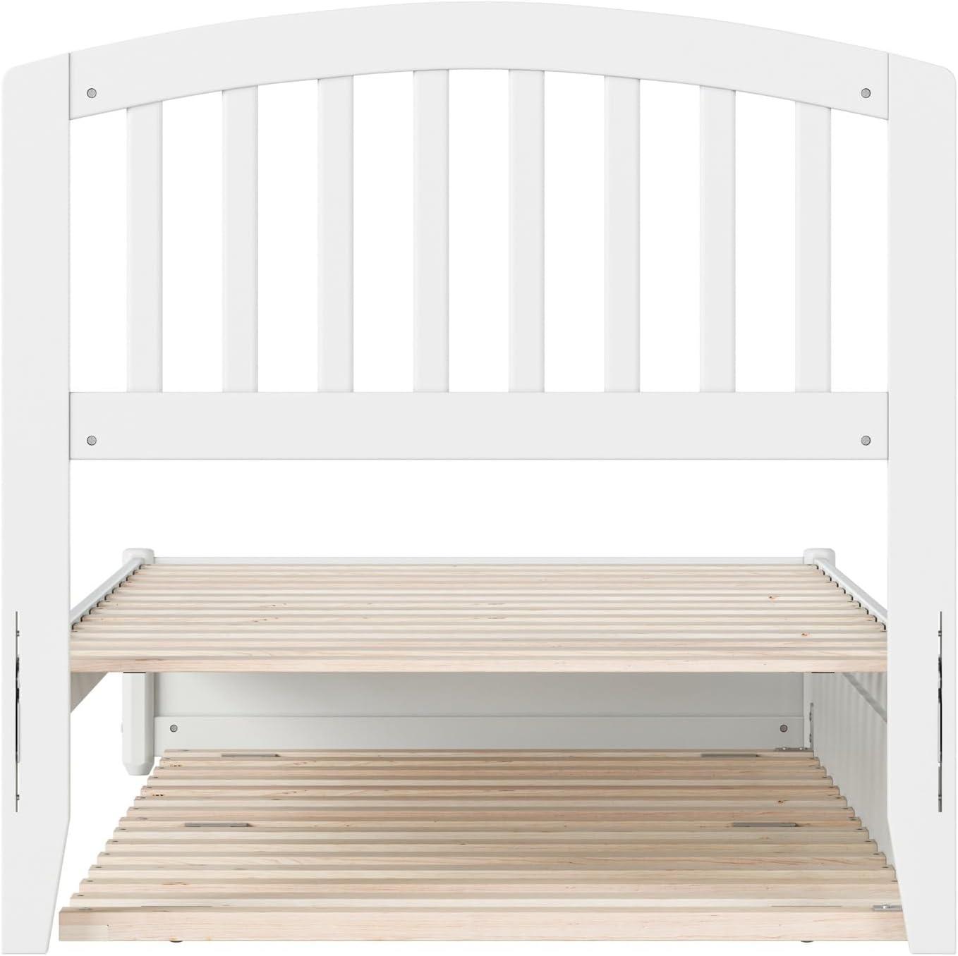Lucia Twin XL Wood Platform Bed with Panel Footboard & Twin XL Trundle in White