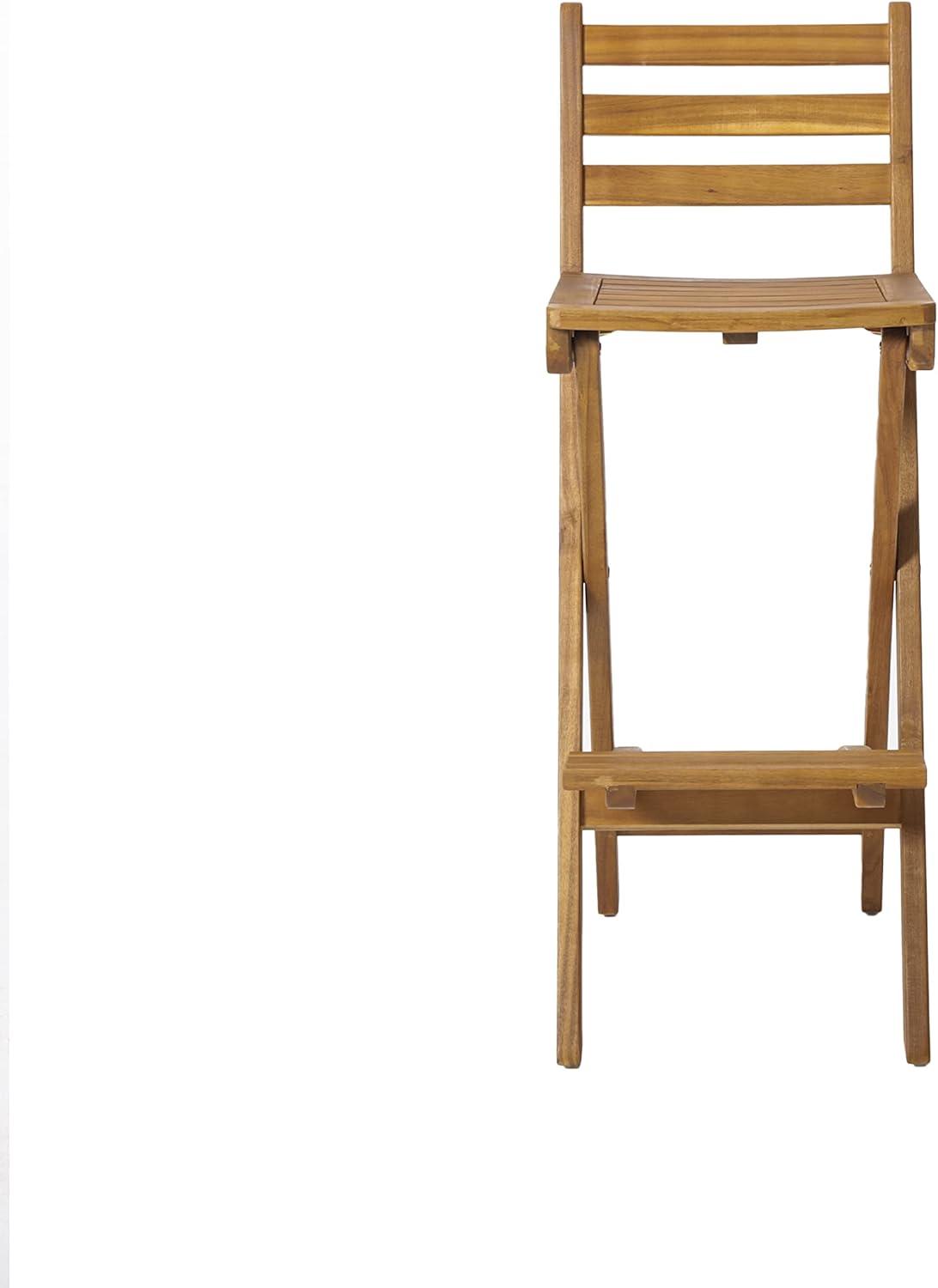 Christopher Knight Home Tundra Outdoor Foldable Wood Barstool Set, 2-Pcs Set, Natural