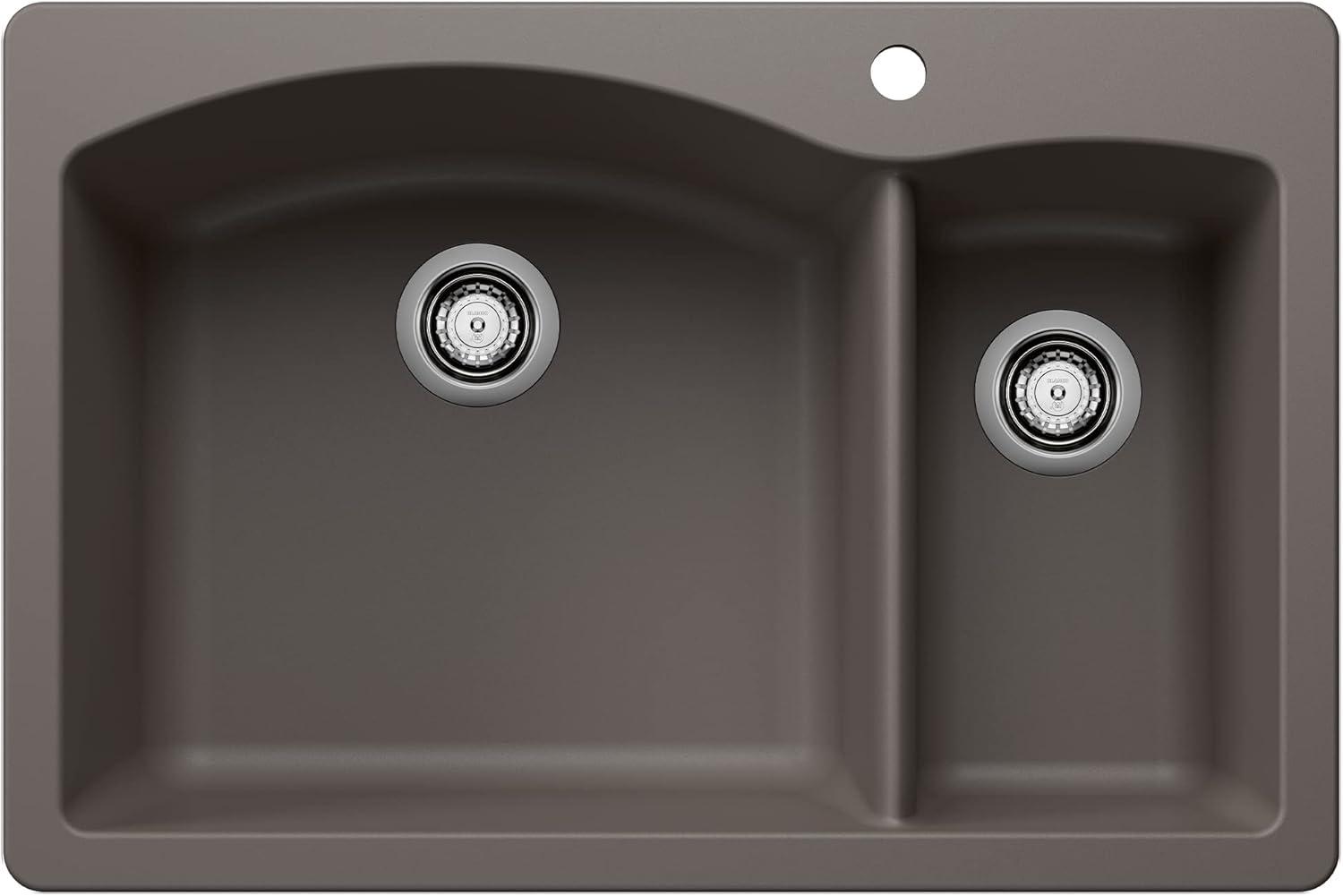 Diamond Silgranit 33" L x 22" W Double Basin Drop-In/Undermount Sink