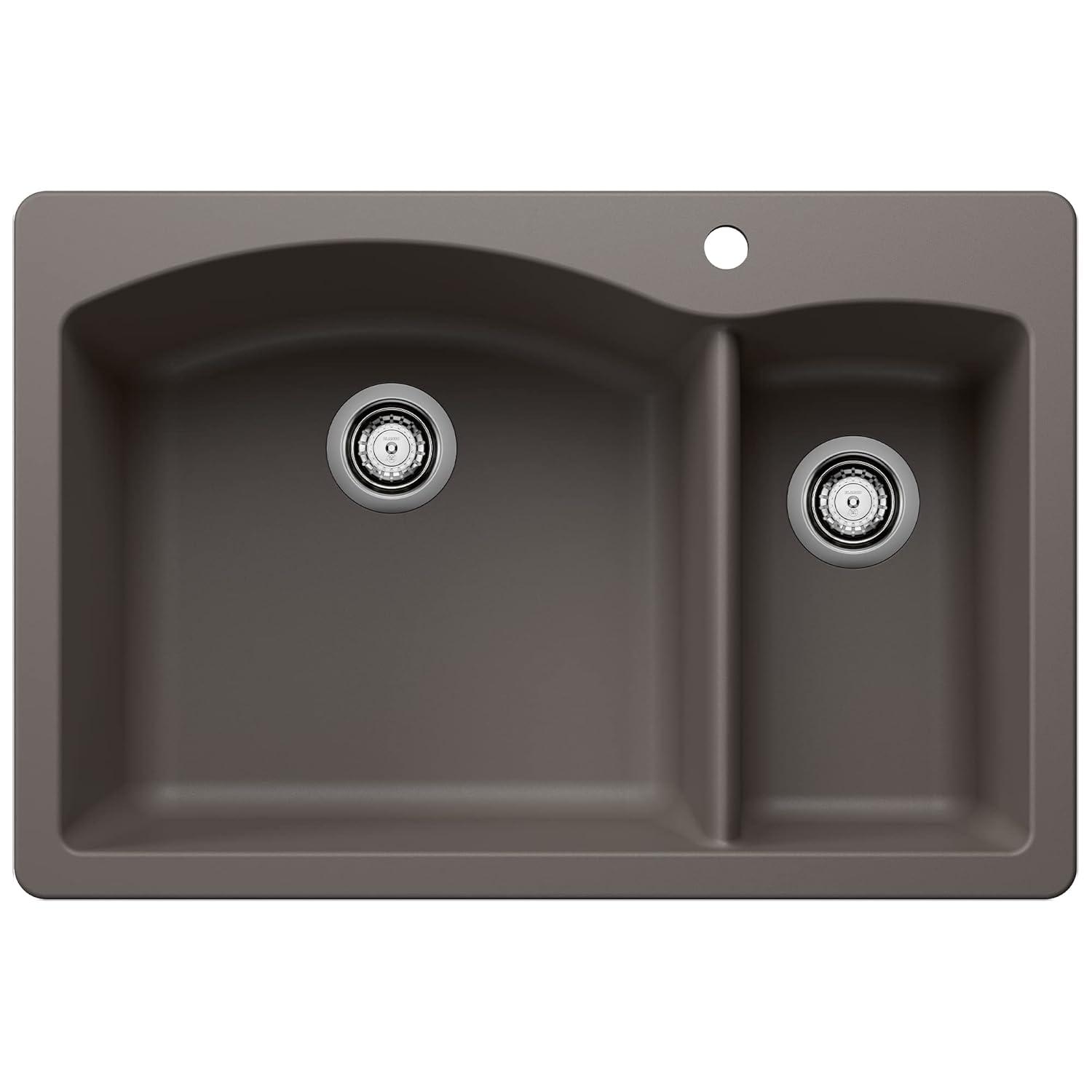 Diamond Silgranit 33" L x 22" W Double Basin Drop-In/Undermount Sink