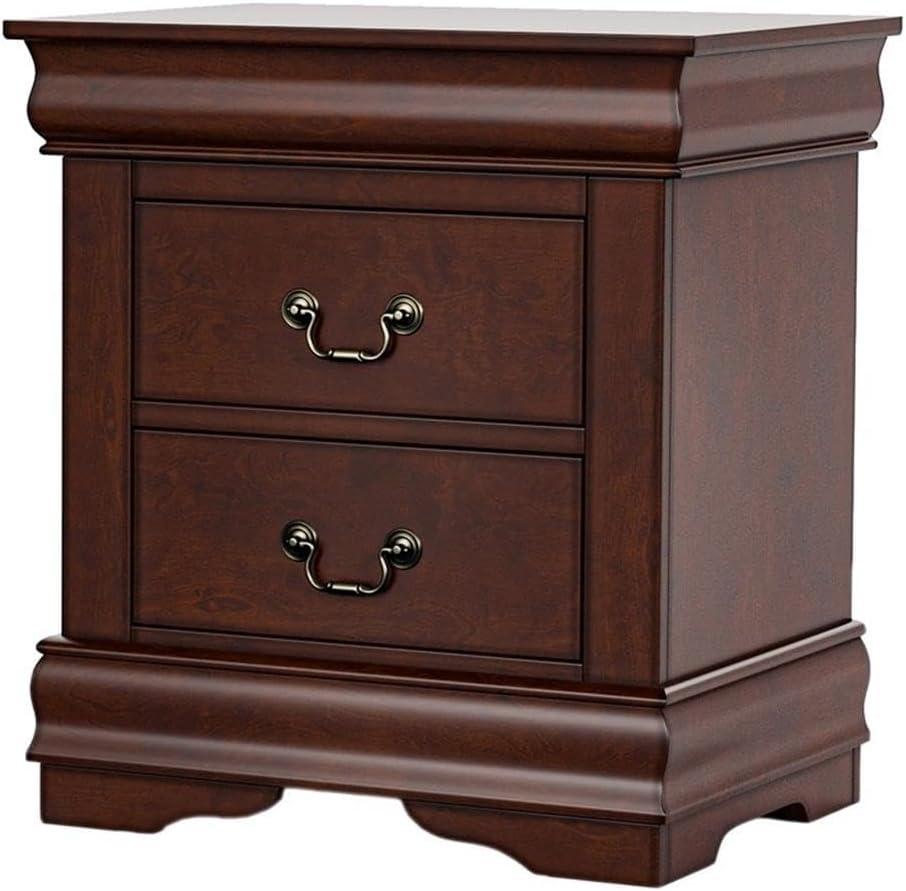 Cherry Finish Transitional 2-Drawer Wood Nightstand