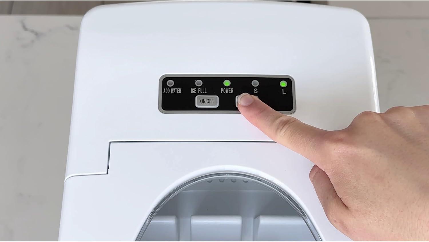 Frigidaire Ice Maker with 26 lbs. Capacity Countertop Stainless Steel Ice Maker with Transparent Window