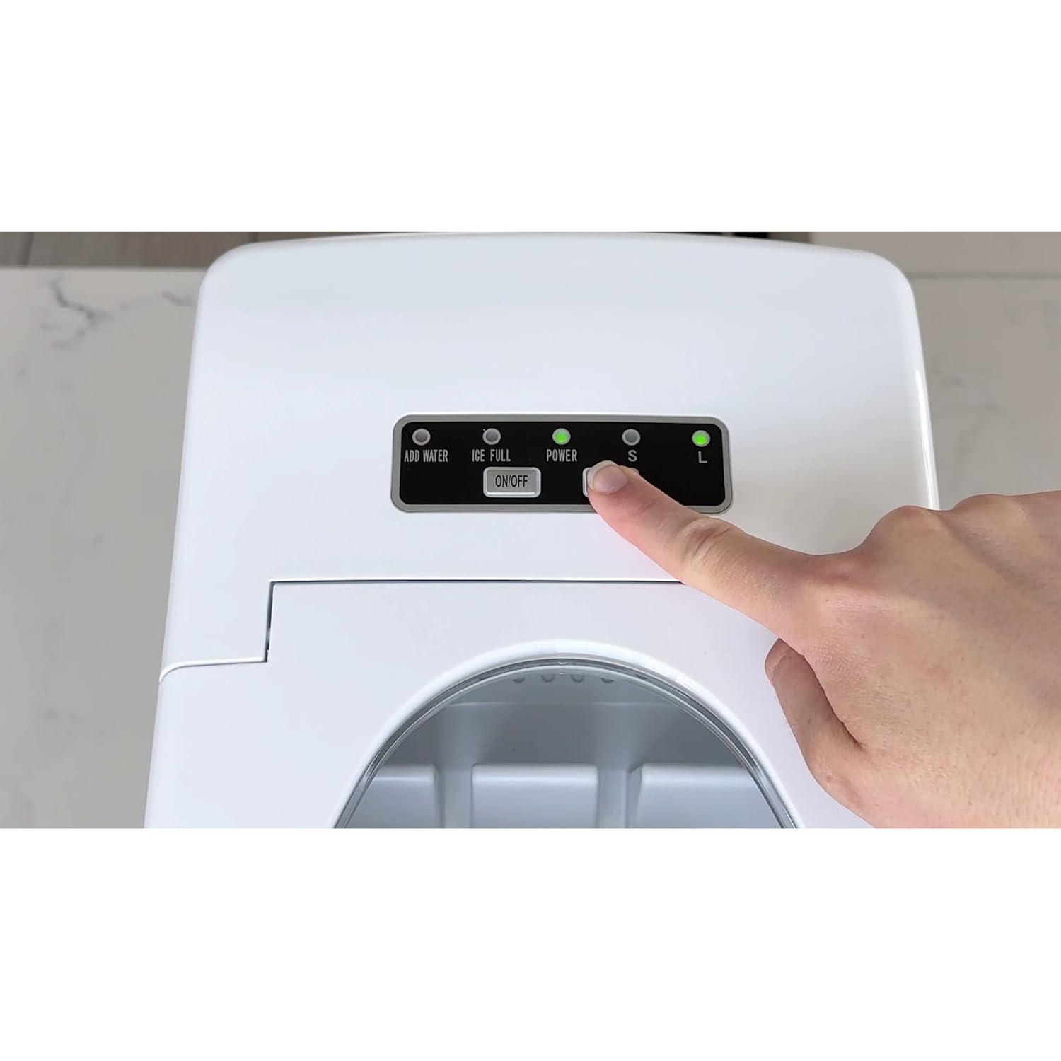 Frigidaire Ice Maker with 26 lbs. Capacity Countertop Stainless Steel Ice Maker with Transparent Window