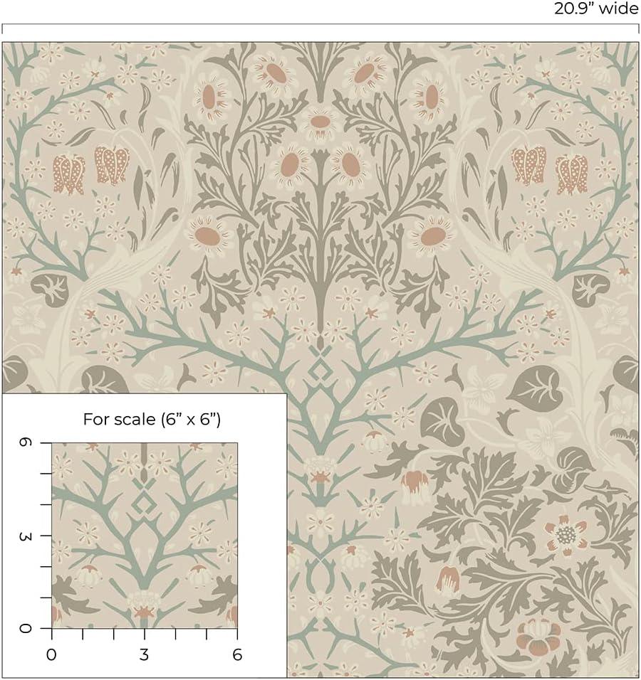 NextWall Lunar Rock & Clay Victorian Garden Peel and Stick Wallpaper