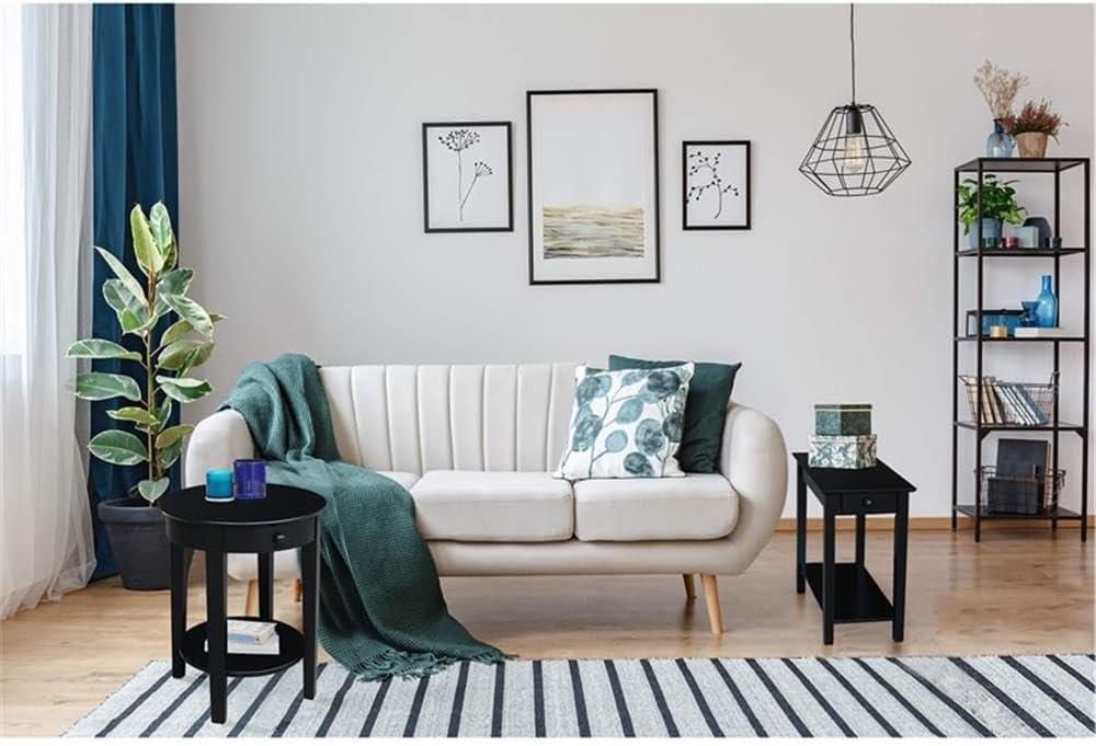 International Concepts Narrow End Table Black: Sleek Design with Drawer & Fixed Shelf for Living Room