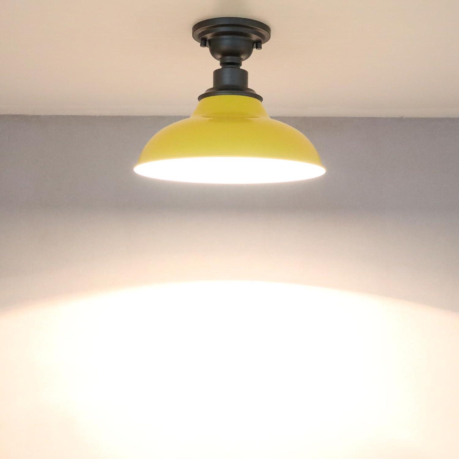 Modern Yellow Semi Flush Mount Light Barn Style Ceiling Light Fixture