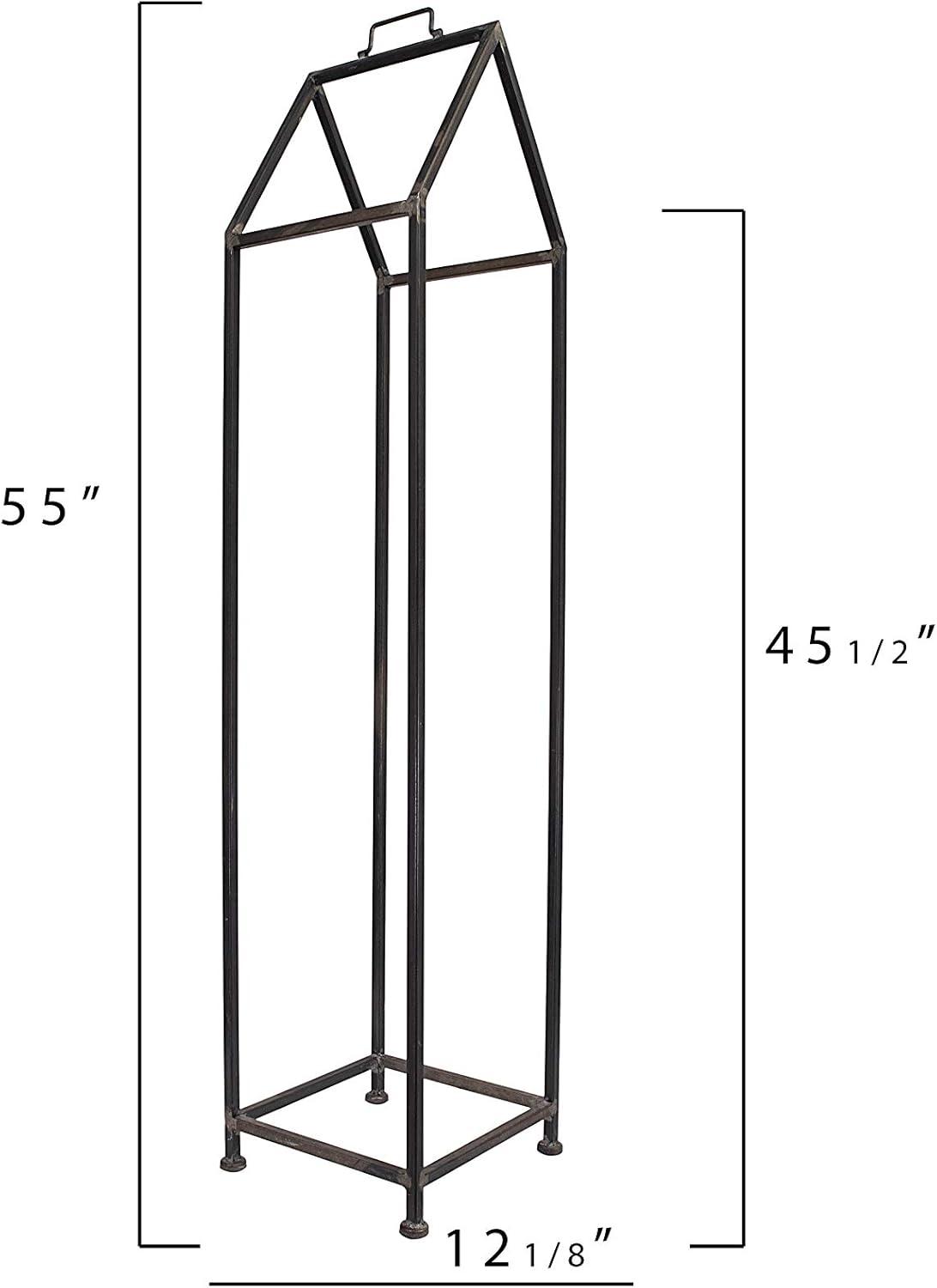 Tall Black Metal House-Shaped Firewood Holder