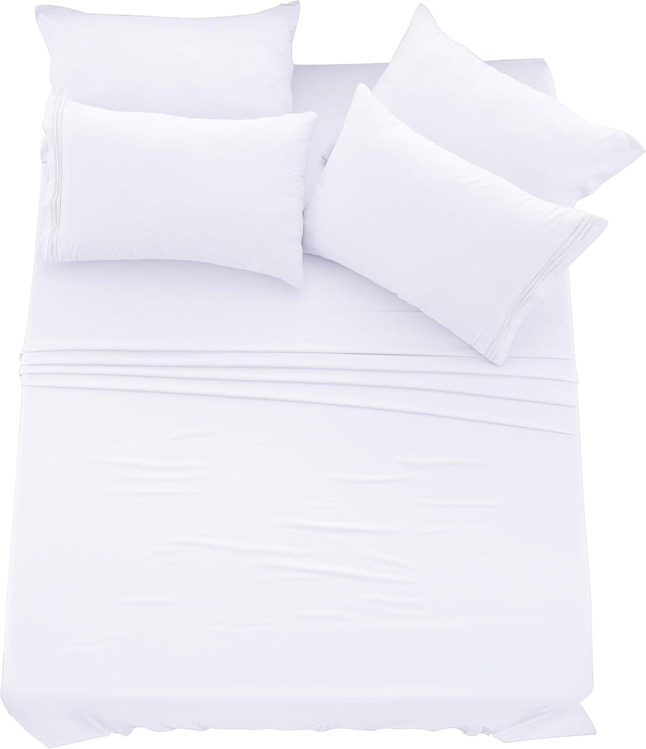 White King Microfiber Embroidered Deep Pocket Sheet Set