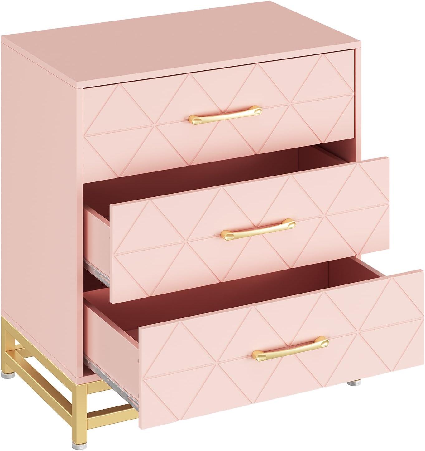 Yesurprise 6 Drawers Dresser for Bedroom TV Stand Dressers Chest of Drawers for Living Room Hallway Entryway Pink