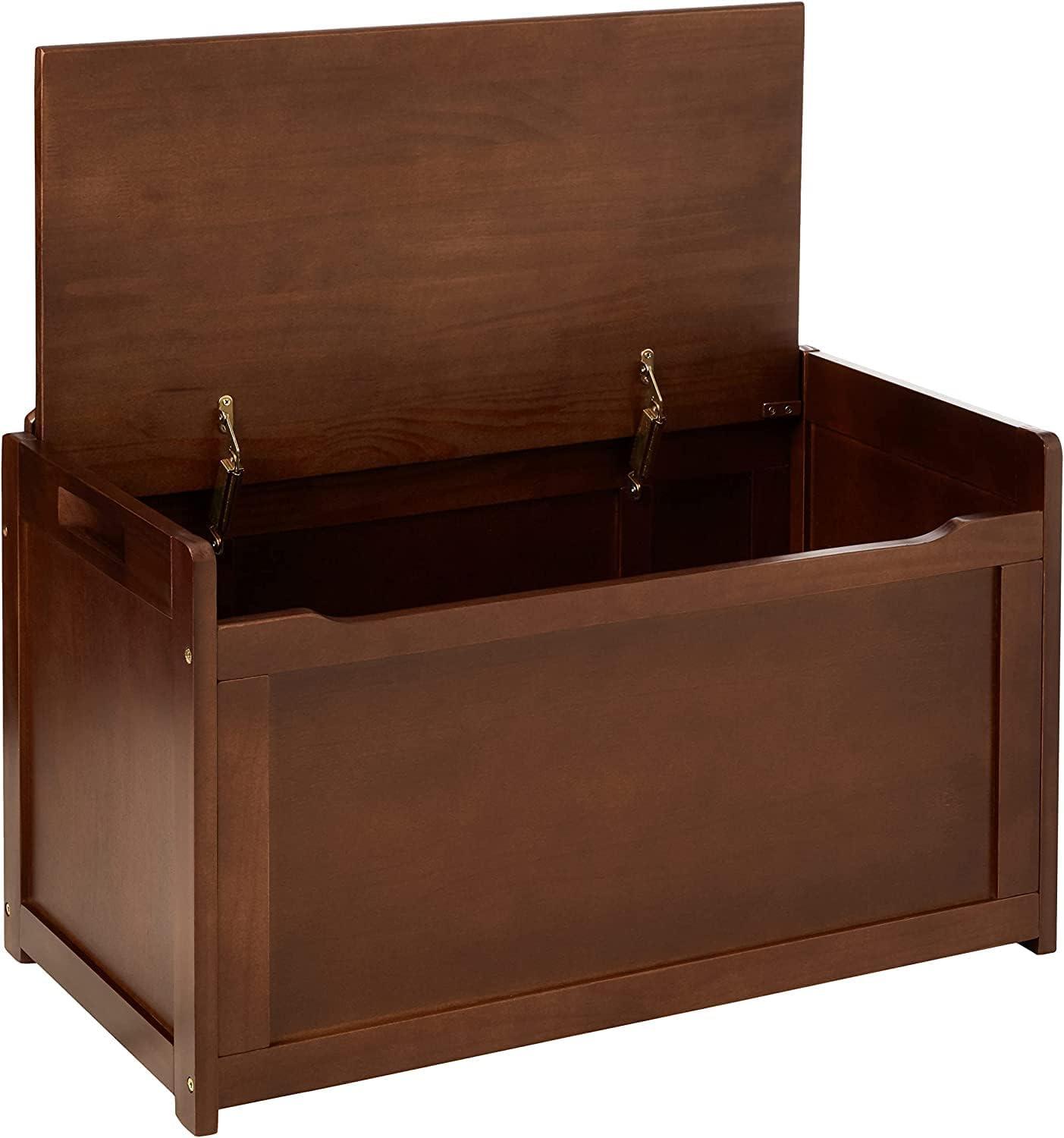 Walnut Finish Beech Wood Child's Toy Chest with Safety Hinge