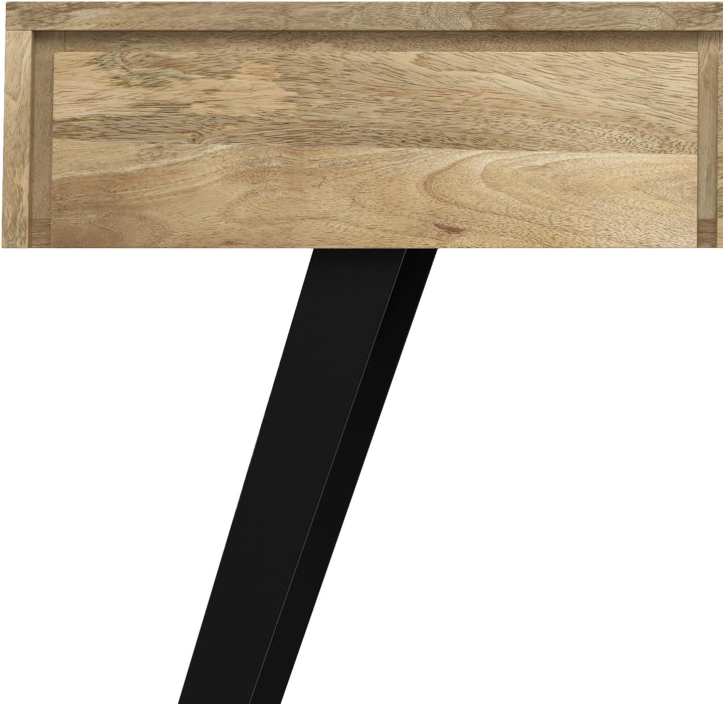 Lowry 60"W Solid Wood Modern Industrial Storage Console Table with 3 Storage Drawers and Metal Legs