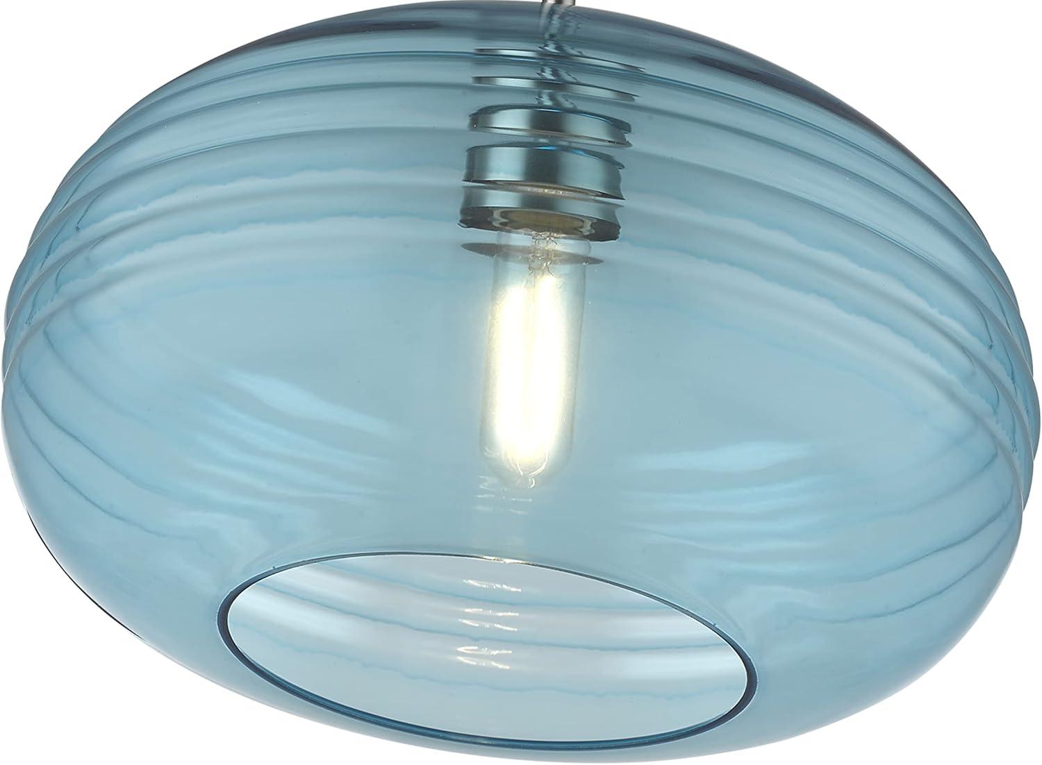 Harmony Translucent Blue Glass & Brushed Nickel 14" Pendant Light