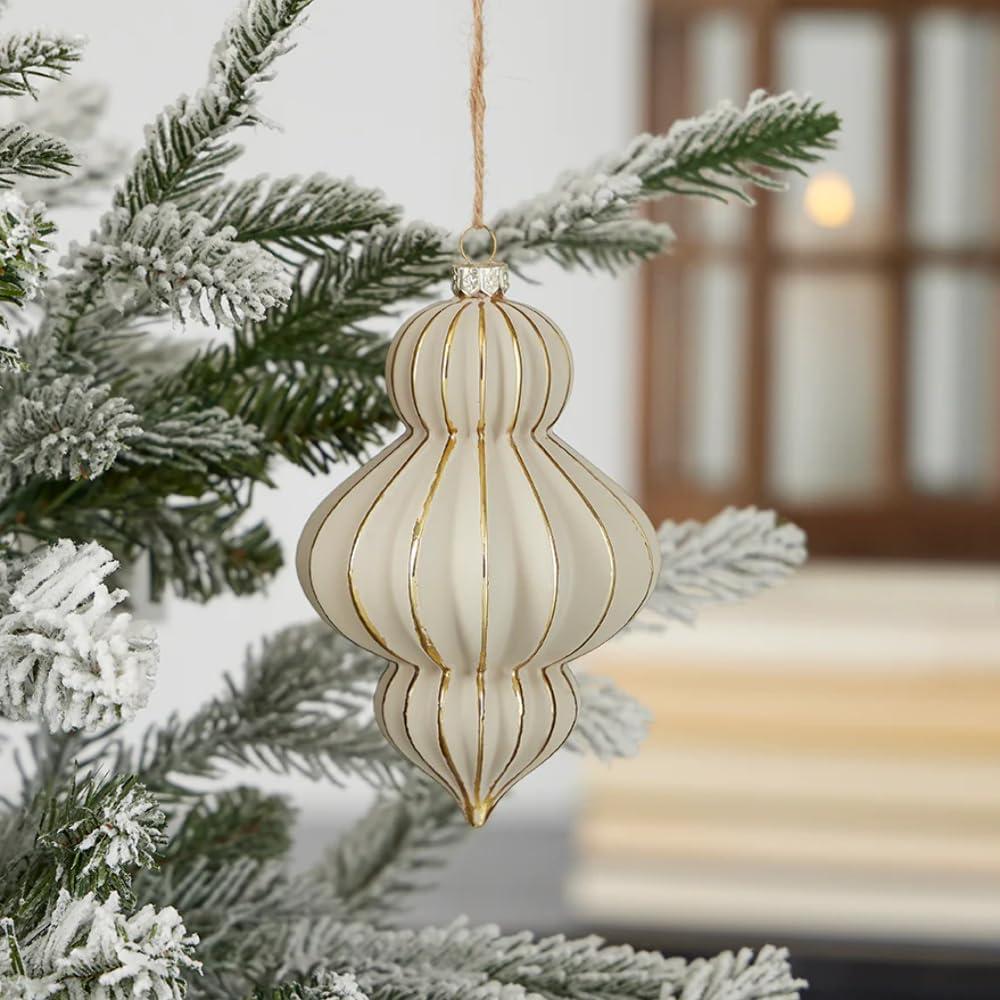 Seasonal LLC Gesso Finial Glass Ornament Set of 3