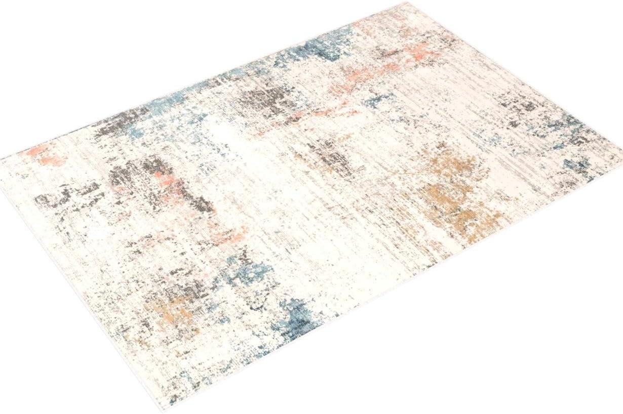 Ivory and Multicolor Abstract Rectangular Area Rug 7'-11" x 10'-6"