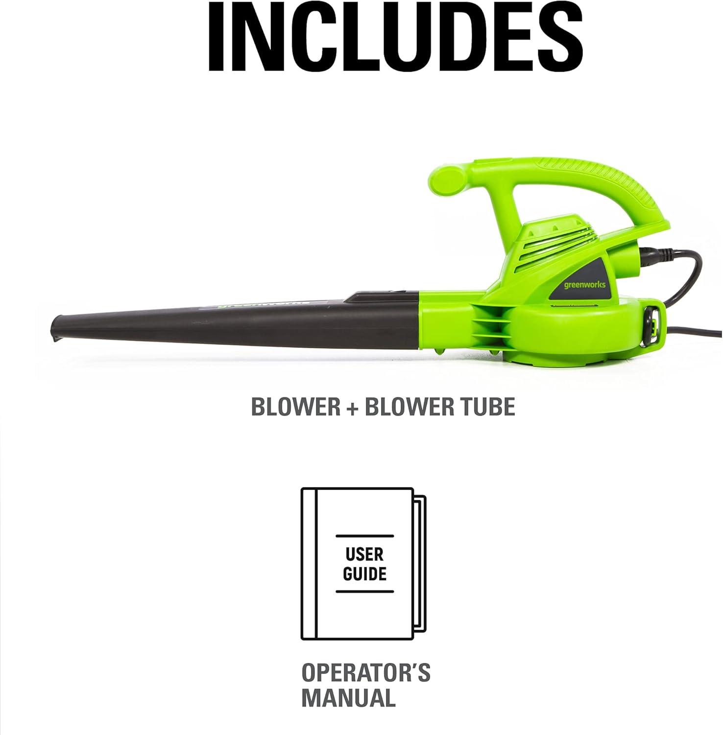Greenworks 7 Amp 150 CFM at 160 MPH Corded Electric Leaf Blower 24012