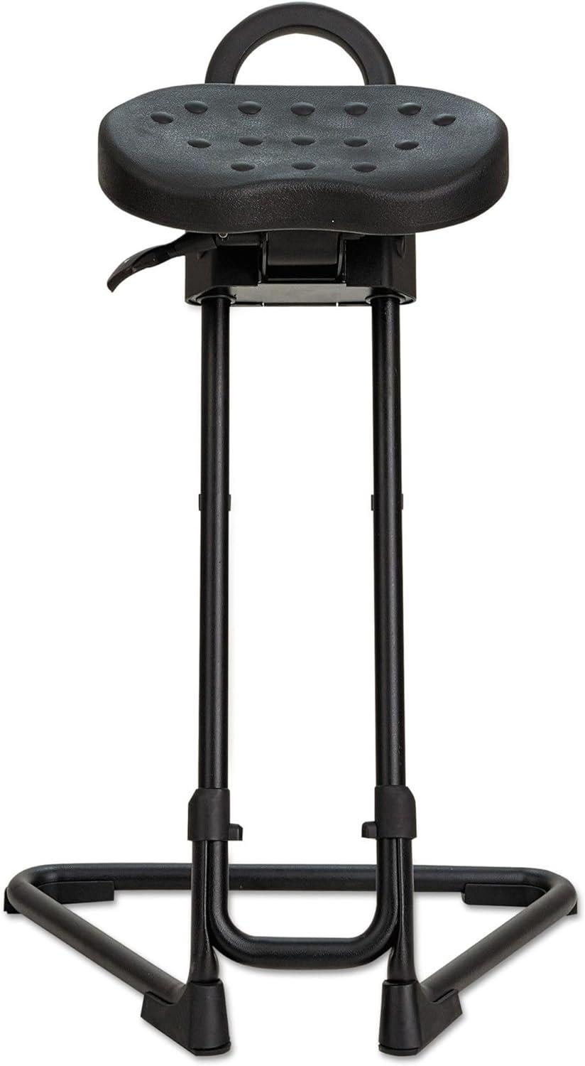 Black Adjustable Swivel Sit/Stand Stool with PU Seat