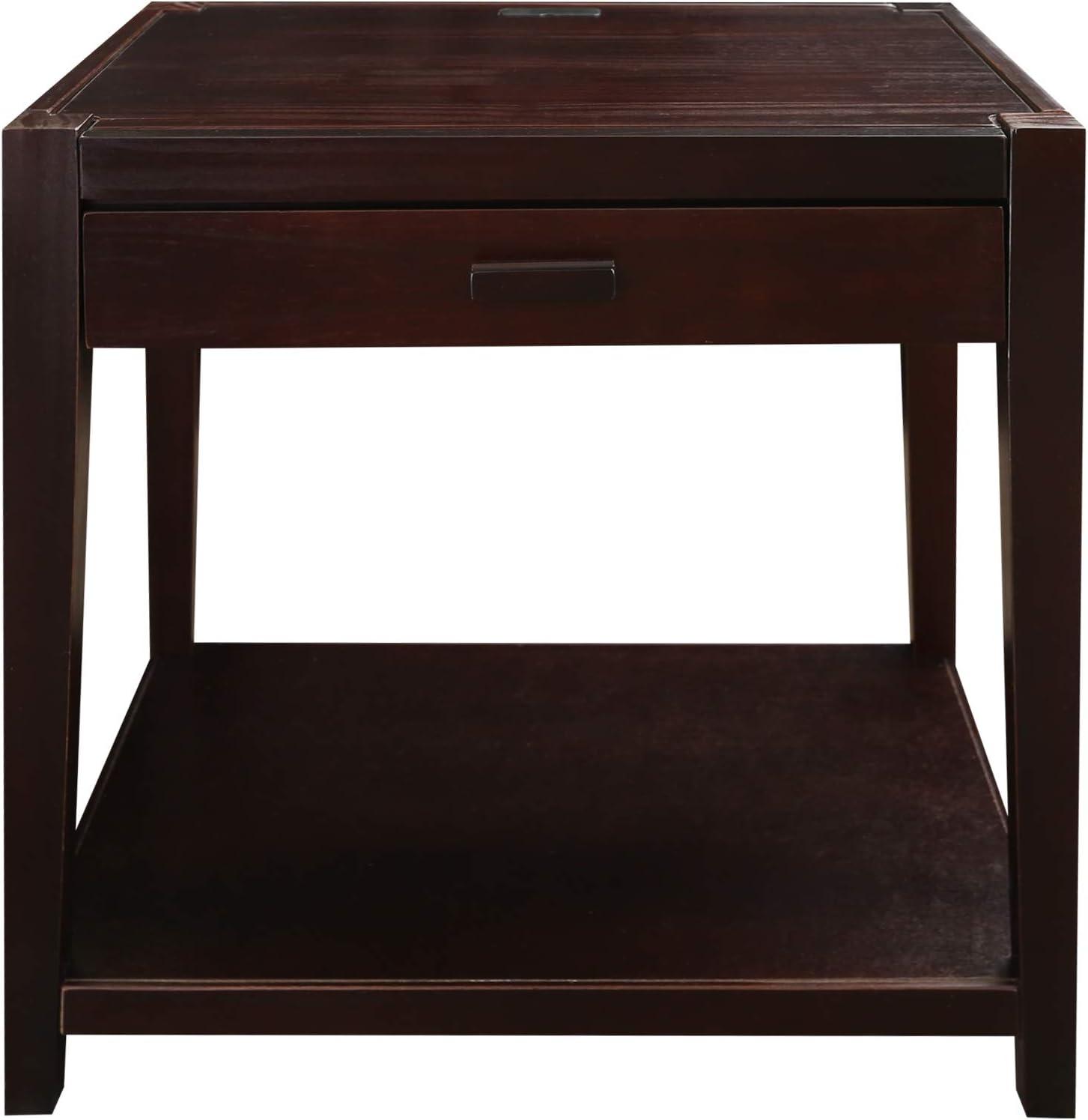 Notre Dame Transitional Espresso Pine Nightstand with USB Ports